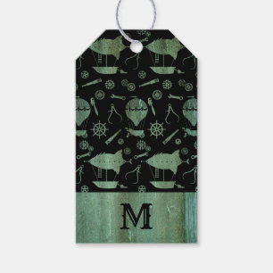 Étiquettes-cadeau Monogramme des navires Steampunk de Verdigris