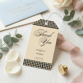 Étiquettes-cadeau Monogramme Élégant Crème Noir Damier