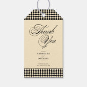 Étiquettes-cadeau Monogramme Élégant Crème Noir Damier (Devant)