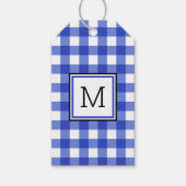 Étiquettes-cadeau Monogramme En vichy bleu (Devant)