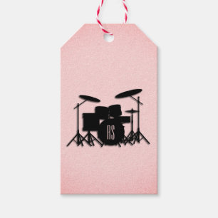 Étiquettes-cadeau Monogramme Ensemble de musique Design rose
