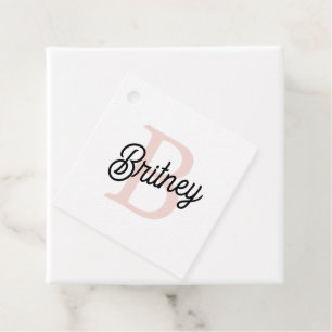 Étiquettes Cadeau Monogramme et nom personnalisé moderne Pastel Pink