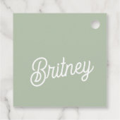 Étiquettes Cadeau Monogramme et nom personnalisés de Sage Vert moder (Dos)