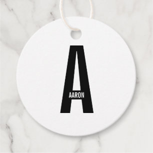 Étiquettes Cadeau Monogramme et nom personnalisés gras modernes