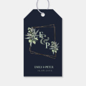 Étiquettes-cadeau Monogramme Eucalyptus Feuille Mariage vert mignon (Dos)