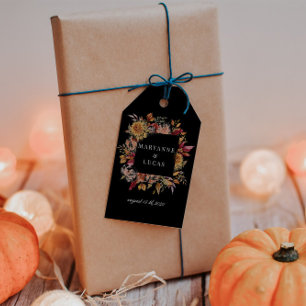 Étiquettes-cadeau Monogramme Floral d'Automne Lunatique