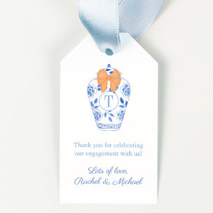 Étiquettes-cadeau Monogramme Ginger Jar Orange Bow Wedding shower