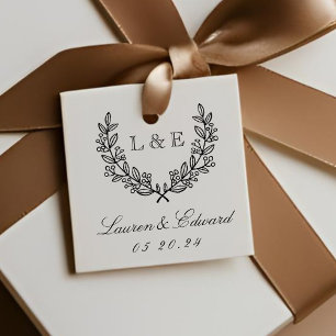 Étiquettes Cadeau Monogramme Initial Classique de Mariage aux Laurie