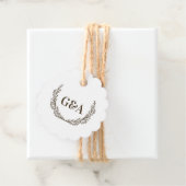 Étiquettes Cadeau Monogramme Initial de Couple et Branches de Mariag (En situation)