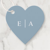 Étiquettes Cadeau Monogramme initial simple bleu clair Cœur (Devant)
