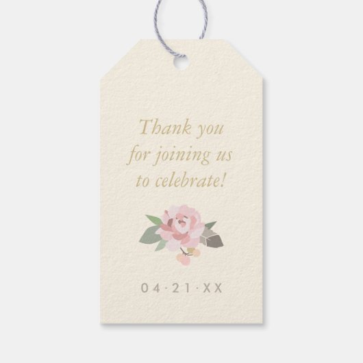 Étiquettes-cadeau Monogramme Mariage de Boho rose et or (Dos)