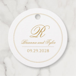 Étiquettes Cadeau Monogramme Mariage or classique simple
