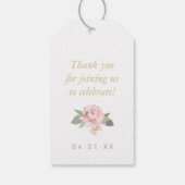 Étiquettes-cadeau Monogramme Mariage rose et or Floral Boho (Dos)
