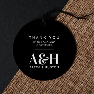 Étiquettes Cadeau Monogramme mariage Simple Élégant Minimaliste Chic
