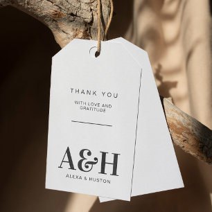 Étiquettes-cadeau Monogramme mariage Simple Élégant Minimaliste Chic