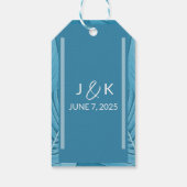 Étiquettes-cadeau Monogramme mariage | Turquoise tropical (Dos)
