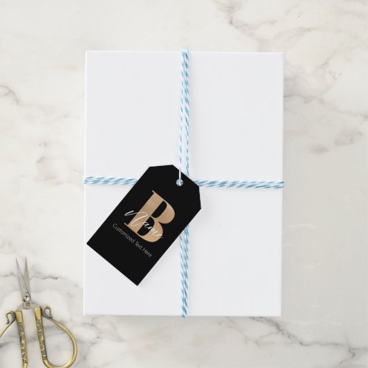 Étiquettes-cadeau Monogramme moderne Initiale B & Nom Personnalisé (With Twine)