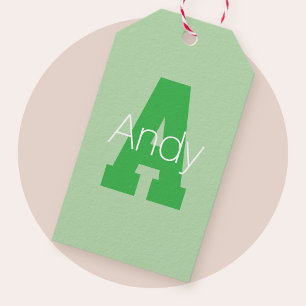 Étiquettes-cadeau Monogramme moderne Pale & Kelly Green