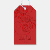 Étiquettes-cadeau Monogramme monochromatique à spirale rouge (Devant)