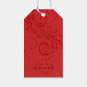 Étiquettes-cadeau Monogramme monochromatique à spirale rouge (Dos)