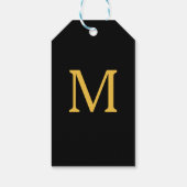 Étiquettes-cadeau Monogramme Nom personnalisé initial Gold Black Ele (Dos)