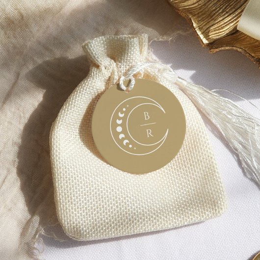 Étiquettes Cadeau Monogramme or Mariage de monogramme céleste