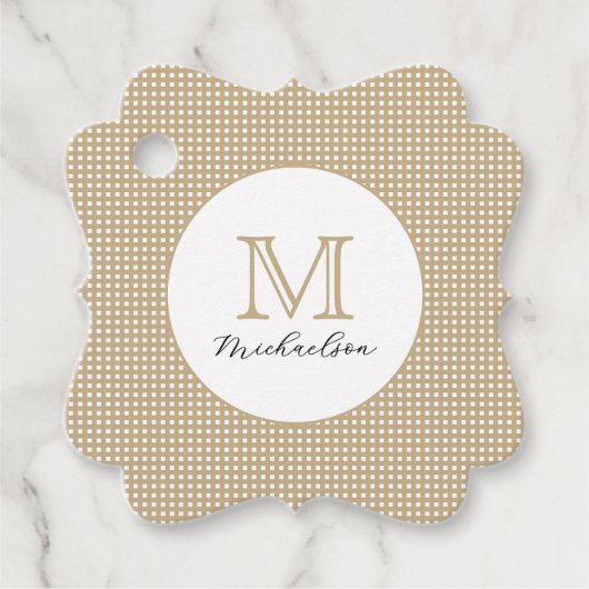 Étiquettes Cadeau Monogramme Or Minimal Moderne (Devant)