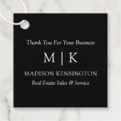Étiquettes Cadeau Monogramme ou ajouter un logo Business Black (Devant)