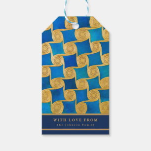 Étiquettes-cadeau Monogramme personnalisé de l'Égypte ancienne bleu