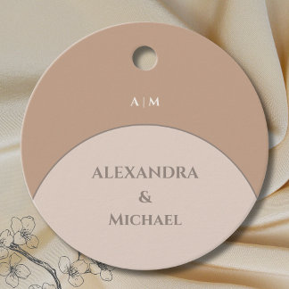 Étiquettes Cadeau Monogramme rose beige Merci Mariage japonais