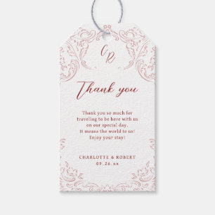 Étiquettes-cadeau Monogramme rose Vintage fleurit en faveur de maria