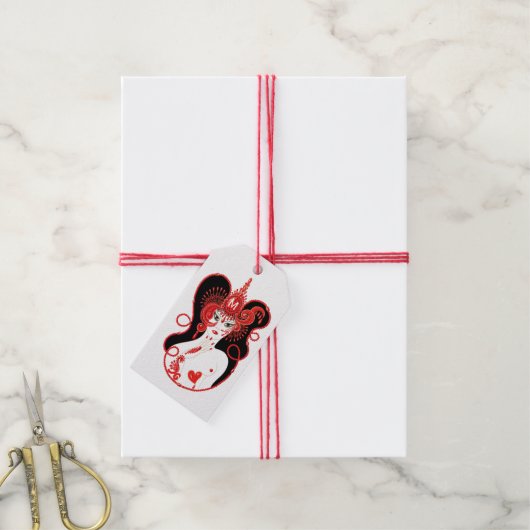 Étiquettes-cadeau Monogramme Ruby Birthstone (Avec de la ficelle)