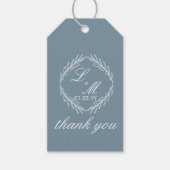 Étiquettes-cadeau Monogramme Script Branch Dusty Blue Mariage (Devant)