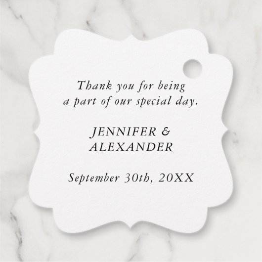 Étiquettes Cadeau Monogramme simple moderne noir et blanc Nom du cou (Dos)