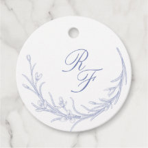 Monogrammes minimes et Mariage bleu chic Classique