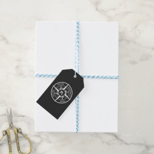 Étiquettes-cadeau Monographie d'emblème de compas noir et blanc