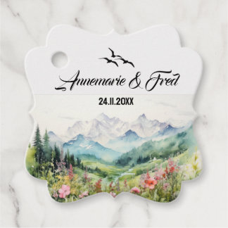 Étiquettes Cadeau Montagne et Fleur sauvage