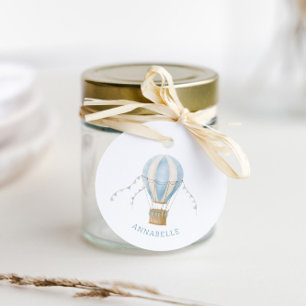 Étiquettes Cadeau montgolfière bleu baby shower merci