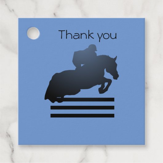 Étiquettes Cadeau Montrez le cavalier qui franchit un obstacle. (Devant)