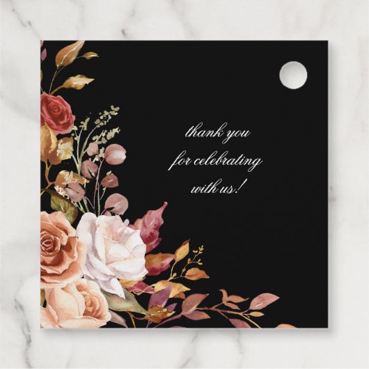 Étiquettes Cadeau Moody Autumn Floral Monogramme (Dos)