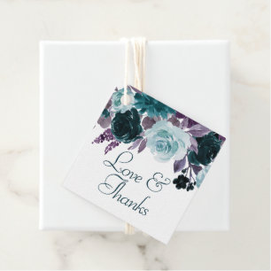 Étiquettes Cadeau Moody Boho   Teal and Turquoise Floral Thank You