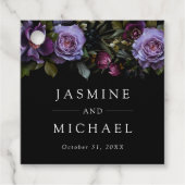 Étiquettes Cadeau Moody Gothic Purple Floral Mariage (Devant)