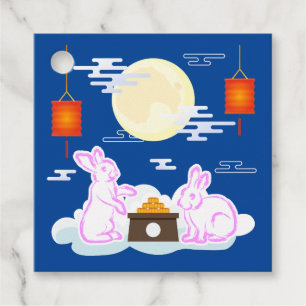 Étiquettes Cadeau Moon Rabbit Mooncake Nuages Mooncake Festival à la