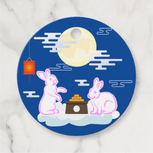 Étiquettes Cadeau Moon Rabbit Mooncake Nuages Mooncake Festival à la