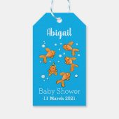 Étiquettes-cadeau Morceau de poisson rouge orange mignon sur dessin  (Dos)