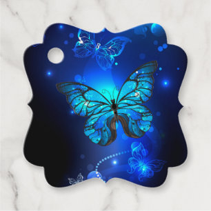Étiquettes Cadeau Morpho Butterfly in the Dark Background