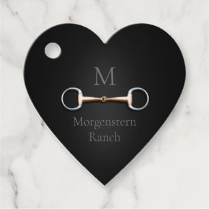Étiquettes Cadeau Mors en forme d'anneau à œillère monogrammé Cœur é