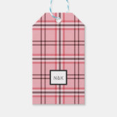 Étiquettes-cadeau Motif à carreaux rose et gris chic pour soirée (Devant)