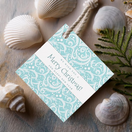 Étiquettes Cadeau Motif Abstrait turquoise Snowflake #10 ID1009