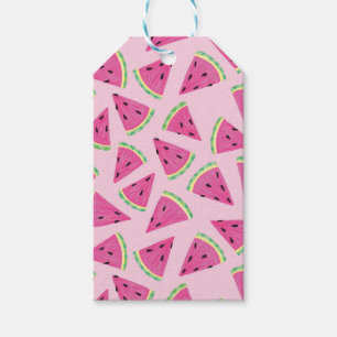 Étiquettes-cadeau Motif amusant pastèque tropical rose d'été